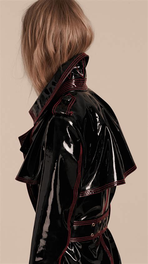 patent leather trench coat burberry|burberry leather trench coat women's.